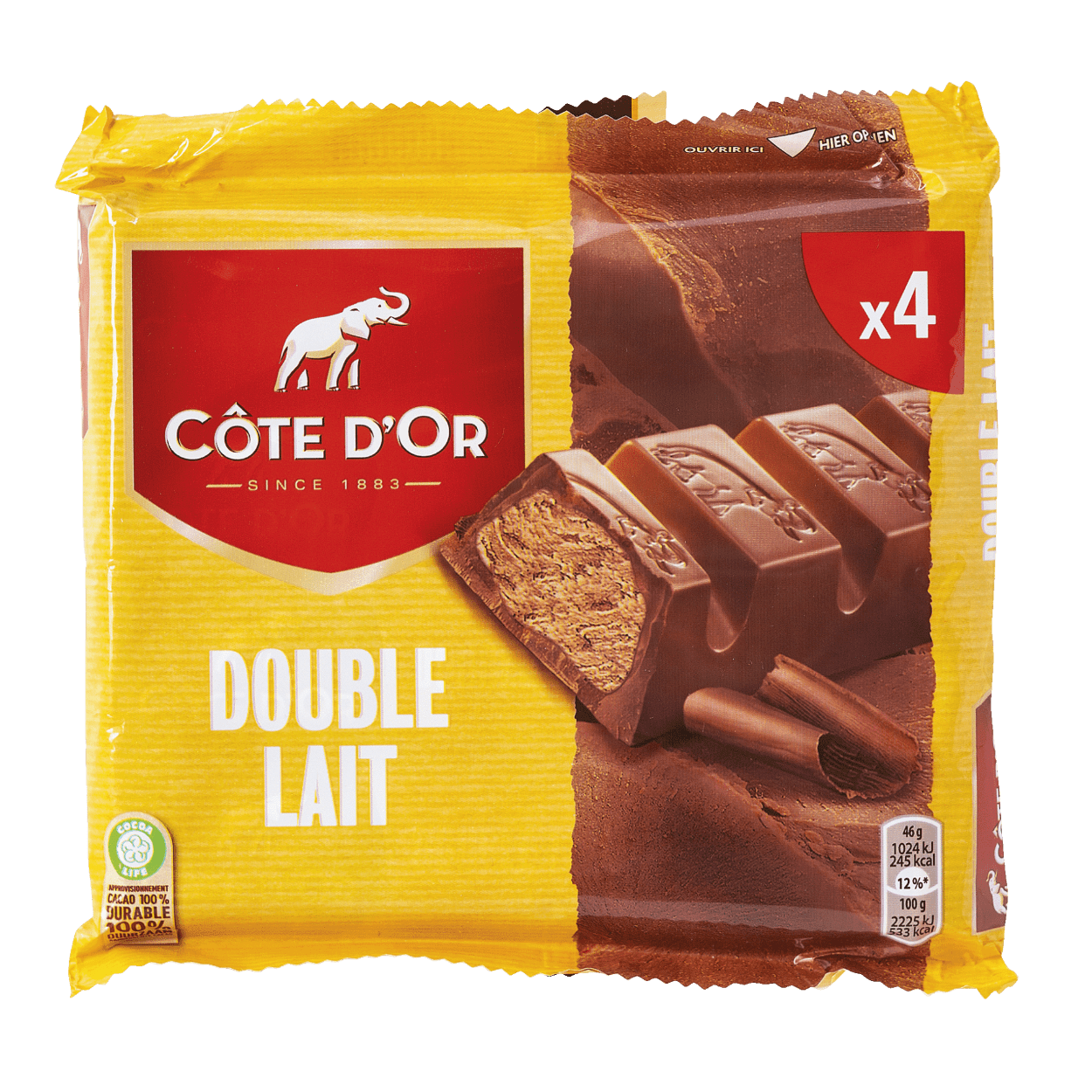 Barre chocolatée lait et noisettes Côte d'Or - 45 g