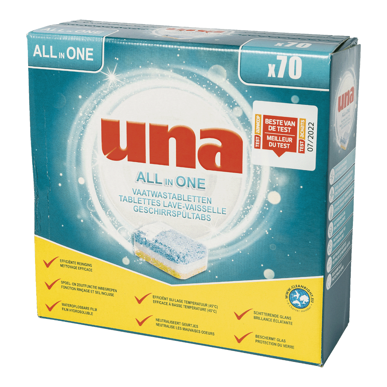 UNA® Tablettes lave-vaisselle tout-en-un, 70 pcs bon marché chez ALDI