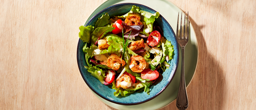 Salat mit Scampi und Avocado
